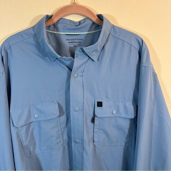 Vineyard Vines Men’s Blue Performance Harbor Shirt Snap XL - Picture 2 of 10